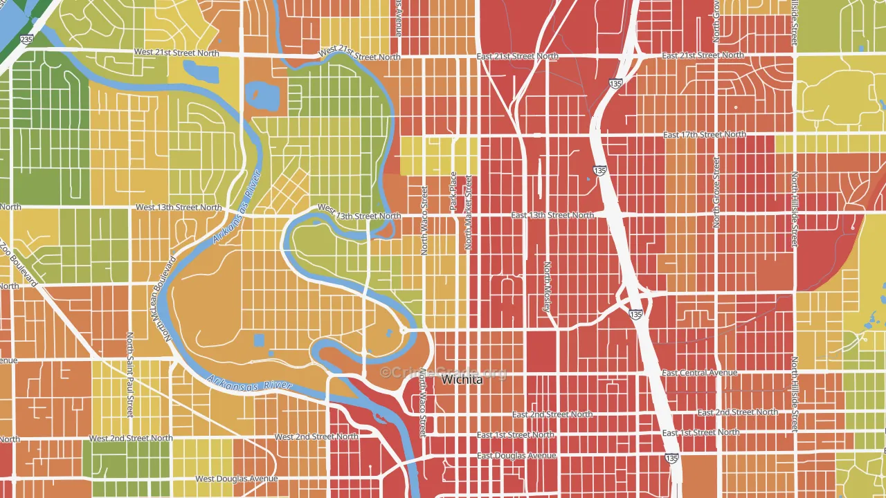Historic Midtown, Wichita, KS Map of Robbery Rates