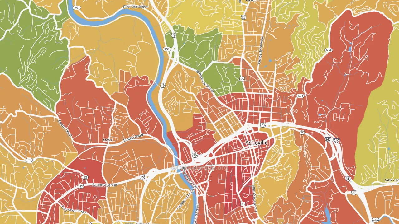 Historic Montford, Asheville, NC Map of Robbery Rates