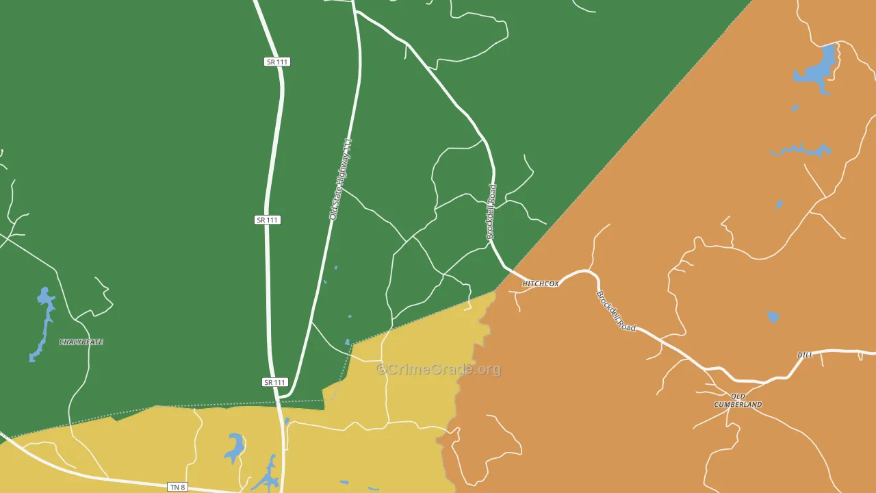 Hitchcox, TN Map of Robbery Rates