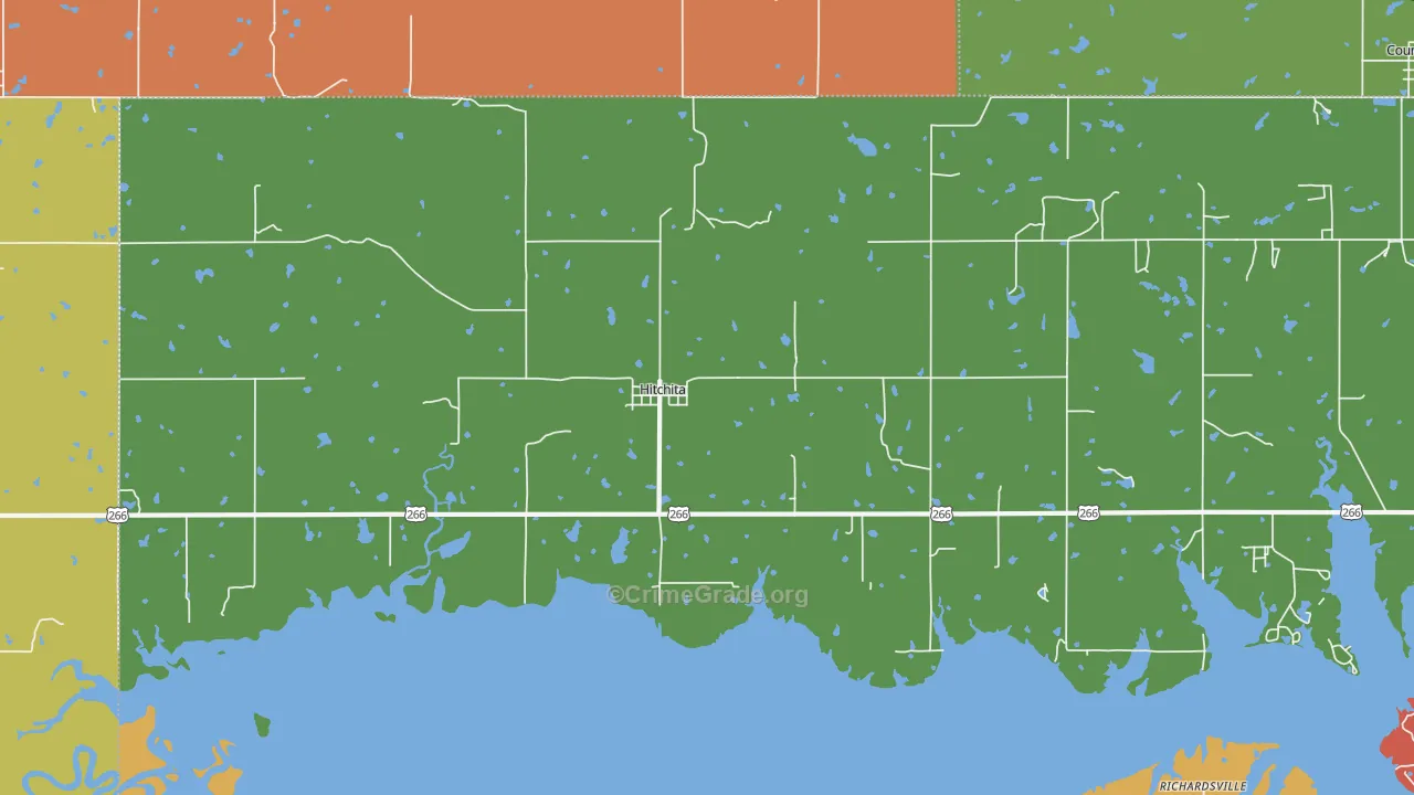 Hitchita, OK Map of Robbery Rates