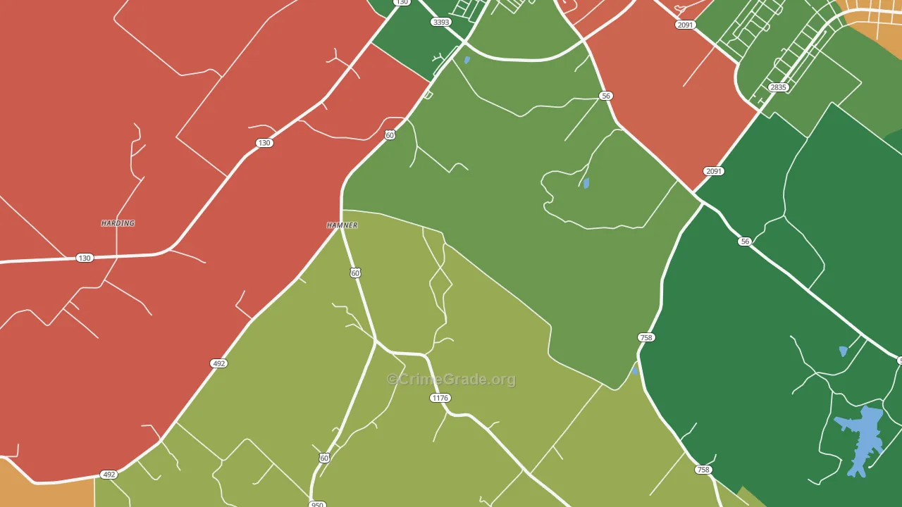 Hitesville, KY Map of Robbery Rates