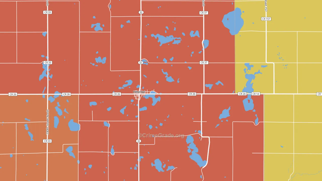 Hitterdal, MN Map of Robbery Rates