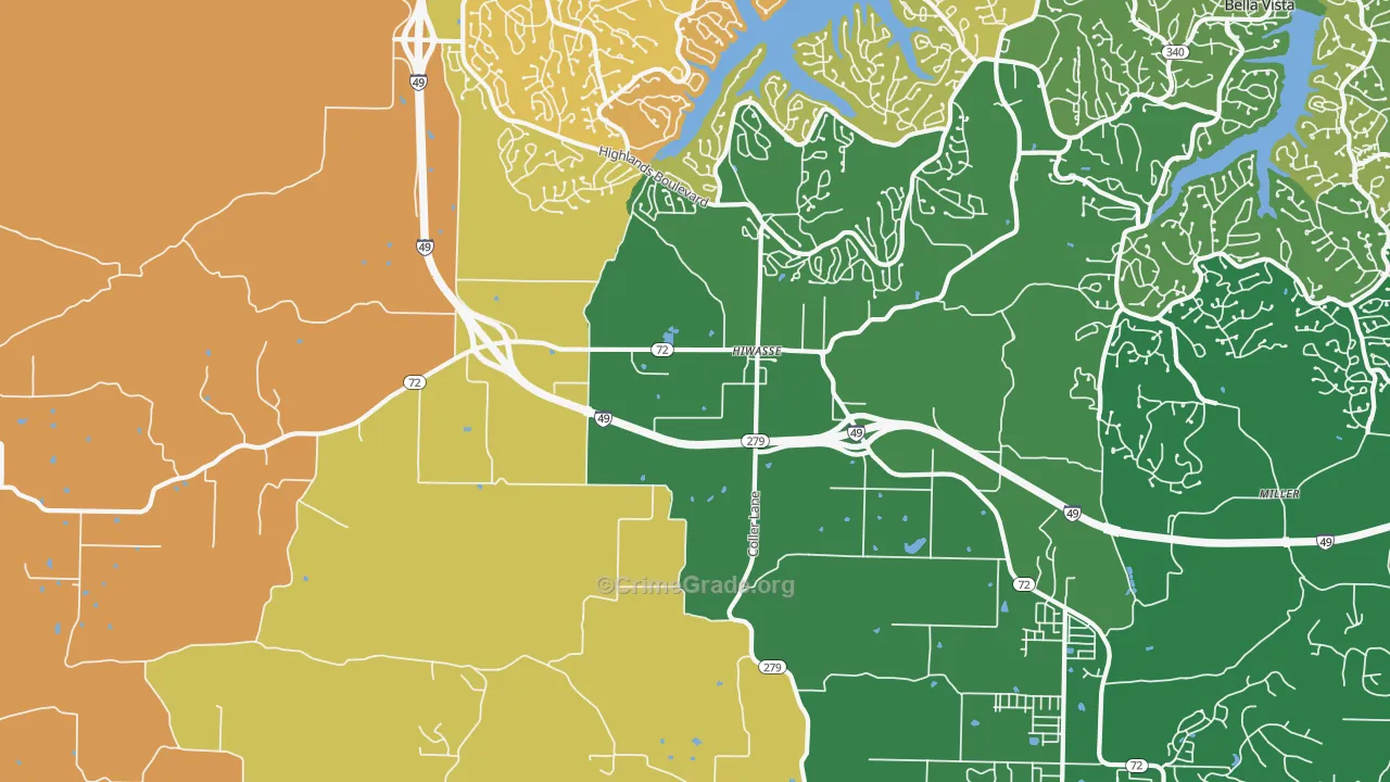 Hiwasse, AR Map of Robbery Rates