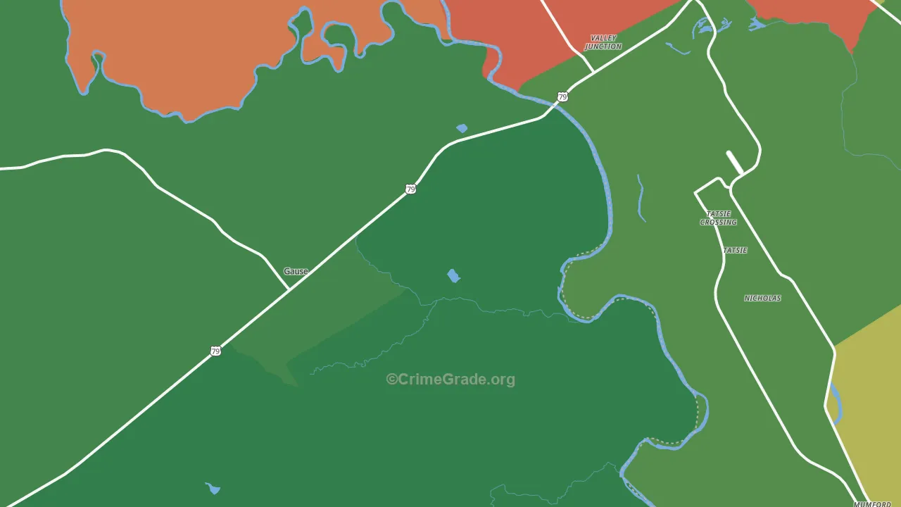 Hix, TX Map of Robbery Rates