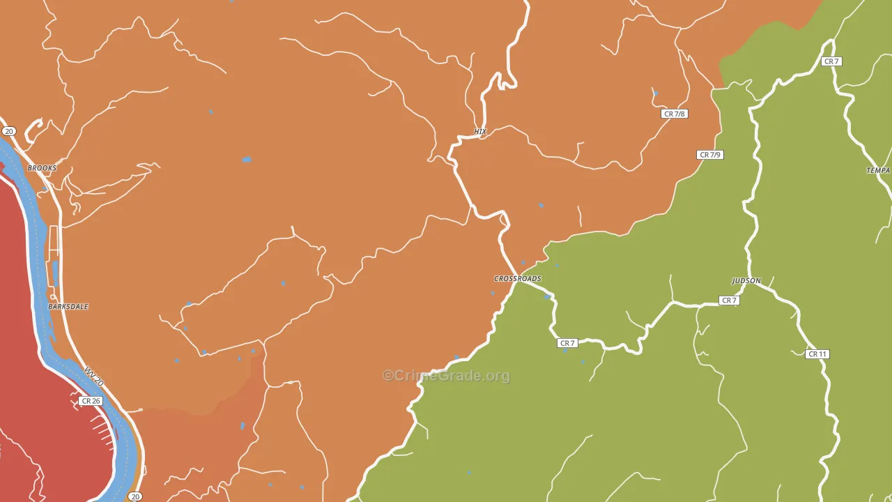 Hix, WV Map of Robbery Rates
