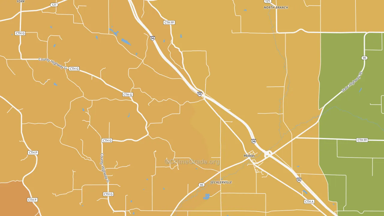 Hixton, WI Map of Robbery Rates