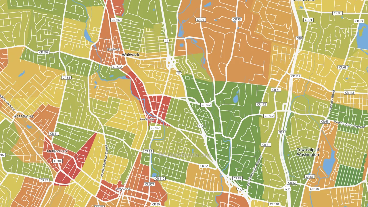 Ho-Ho-Kus, NJ Map of Robbery Rates