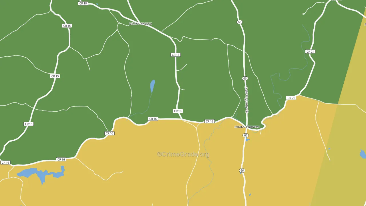 Hoag Corners, NY Map of Robbery Rates