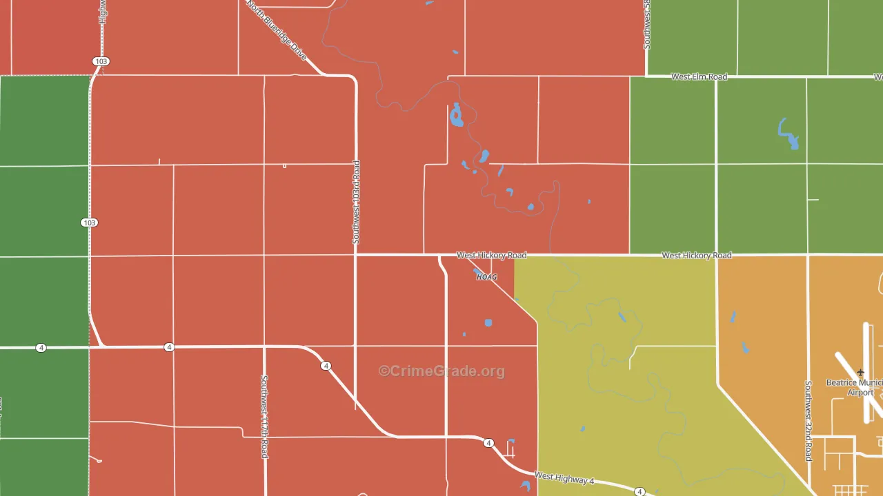 Hoag, NE Map of Robbery Rates