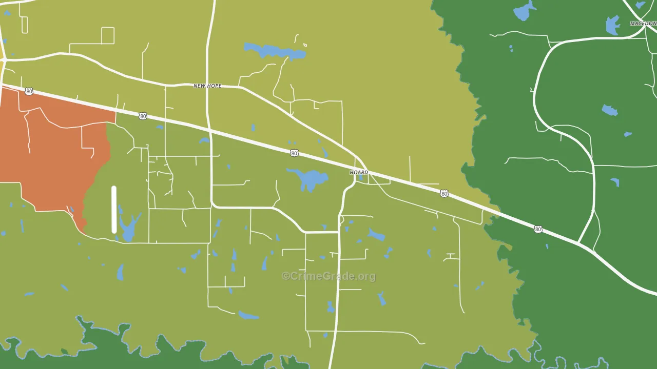 Hoard, TX Map of Robbery Rates