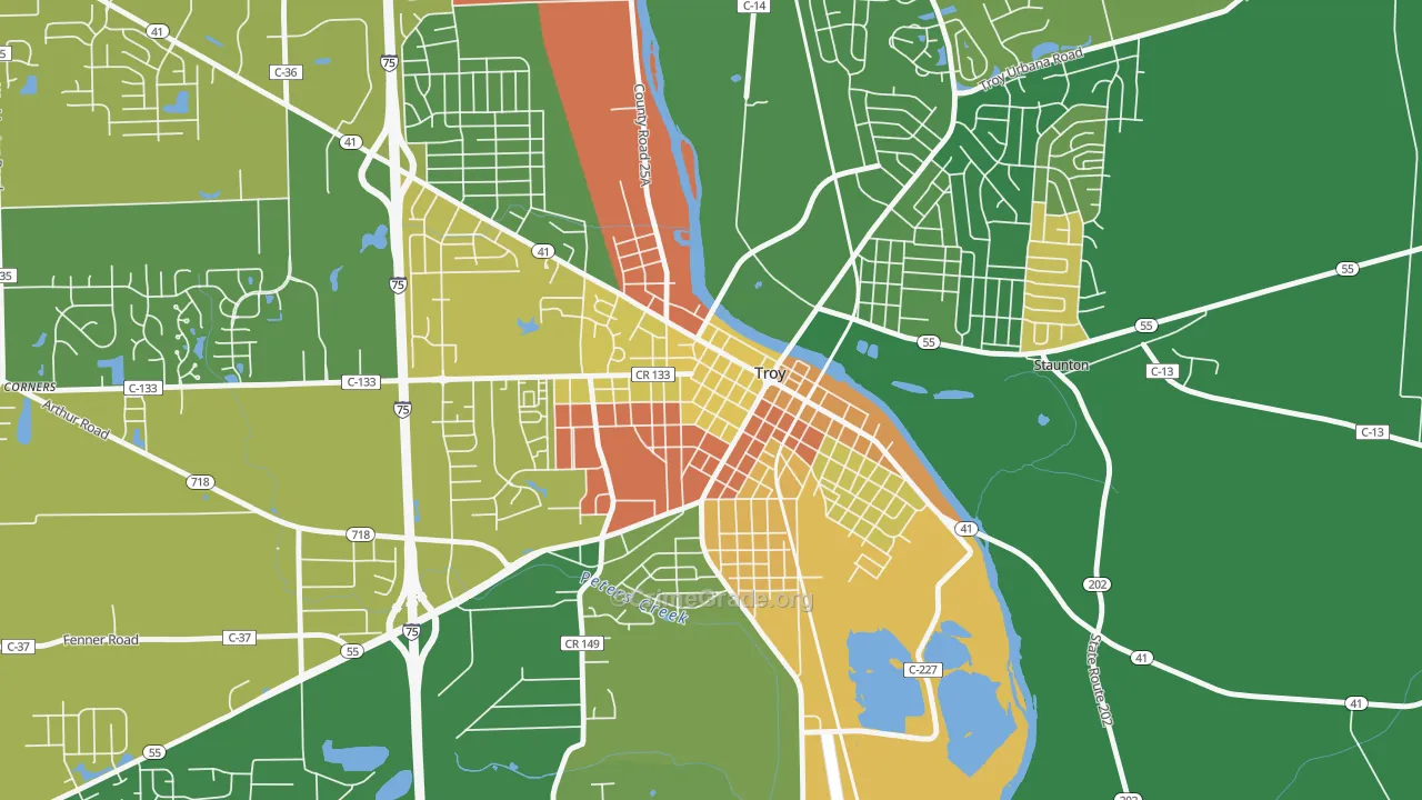 Hobart Circle Historic District, Troy, OH Map of Robbery Rates