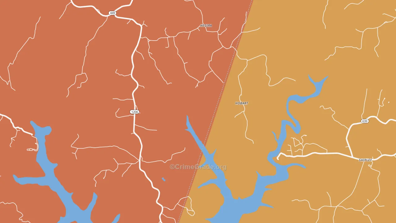 Hobart, KY Map of Robbery Rates