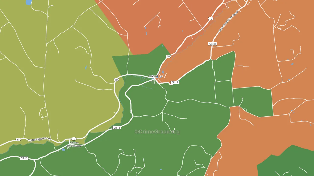 Hobart, NY Map of Robbery Rates