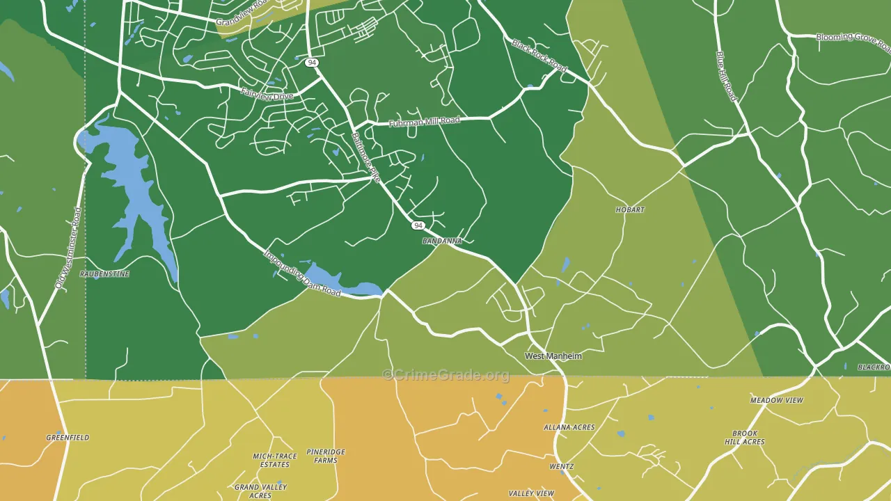 Hobart, PA Map of Robbery Rates