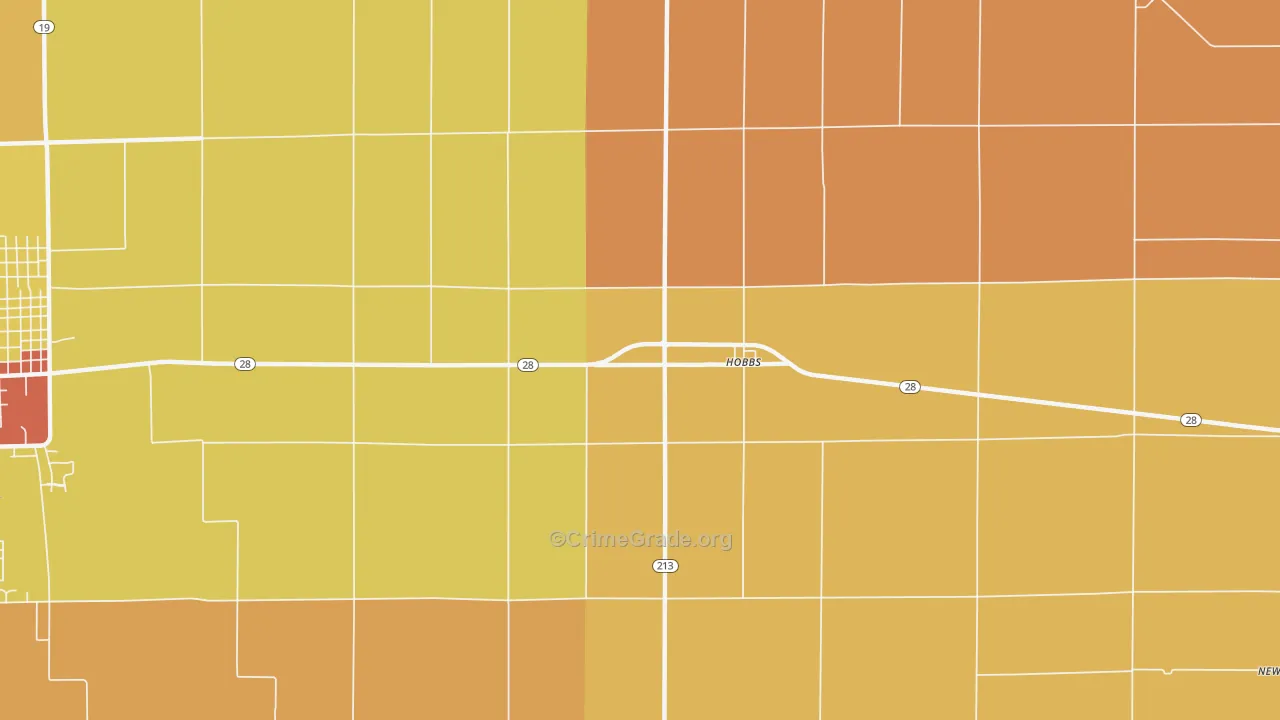 Hobbs, IN Map of Robbery Rates