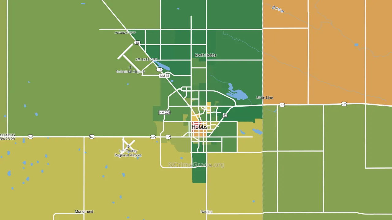 Hobbs, NM Map of Robbery Rates