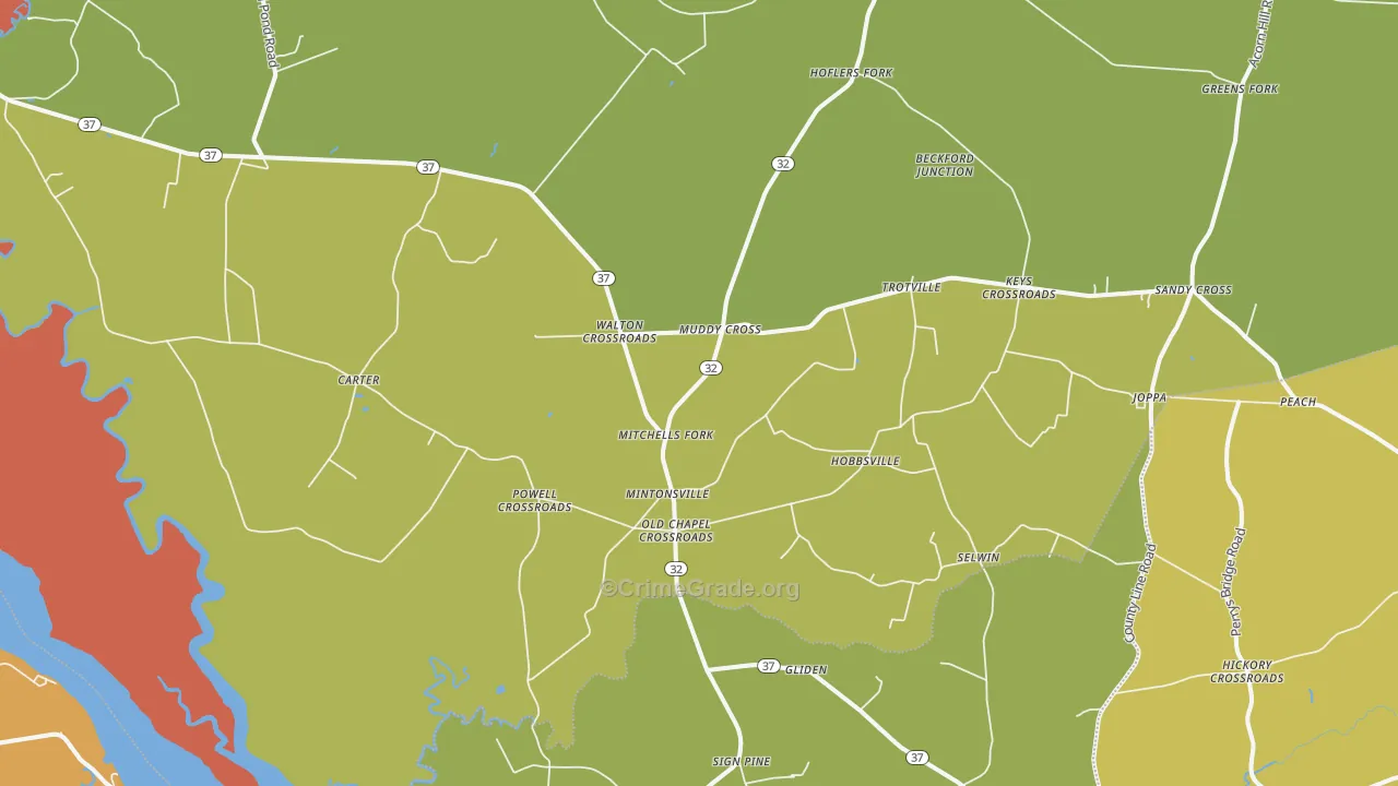 Hobbsville, NC Map of Robbery Rates
