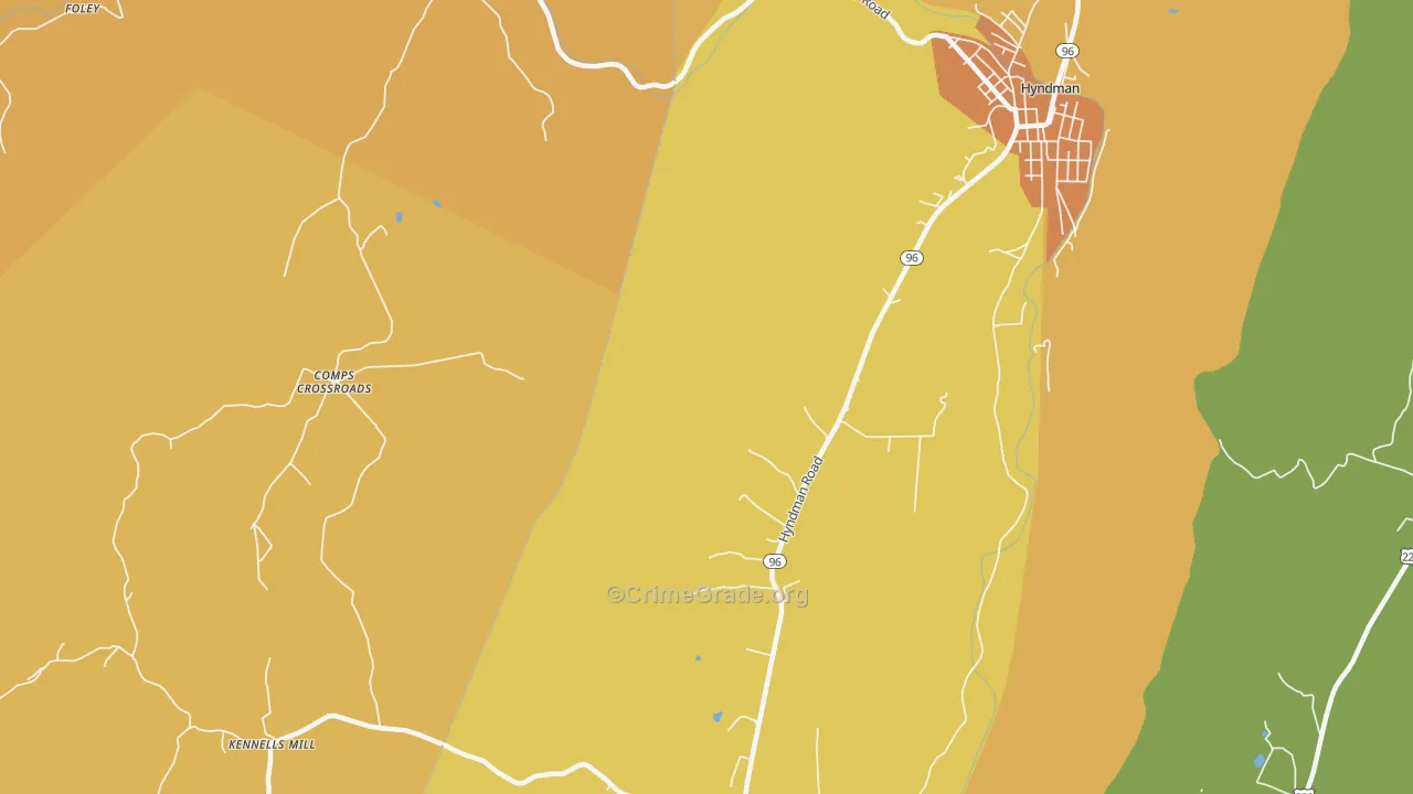 Hoblitzell, PA Map of Robbery Rates