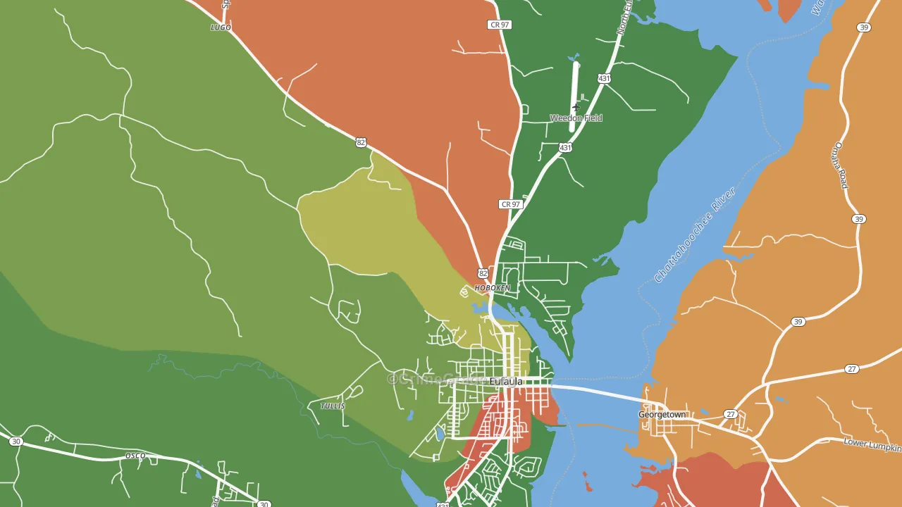 Hoboken, AL Map of Robbery Rates