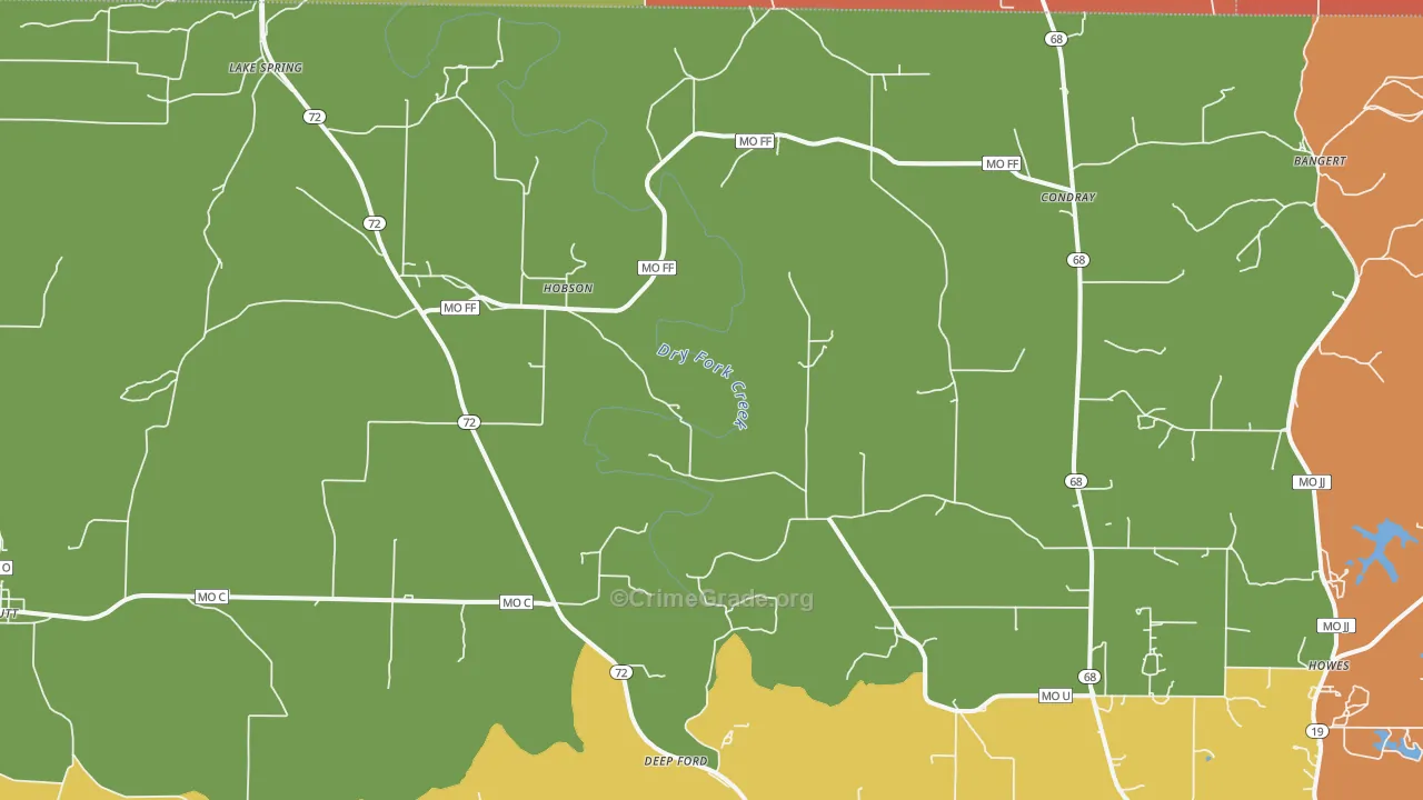 Hobson, MO Map of Robbery Rates