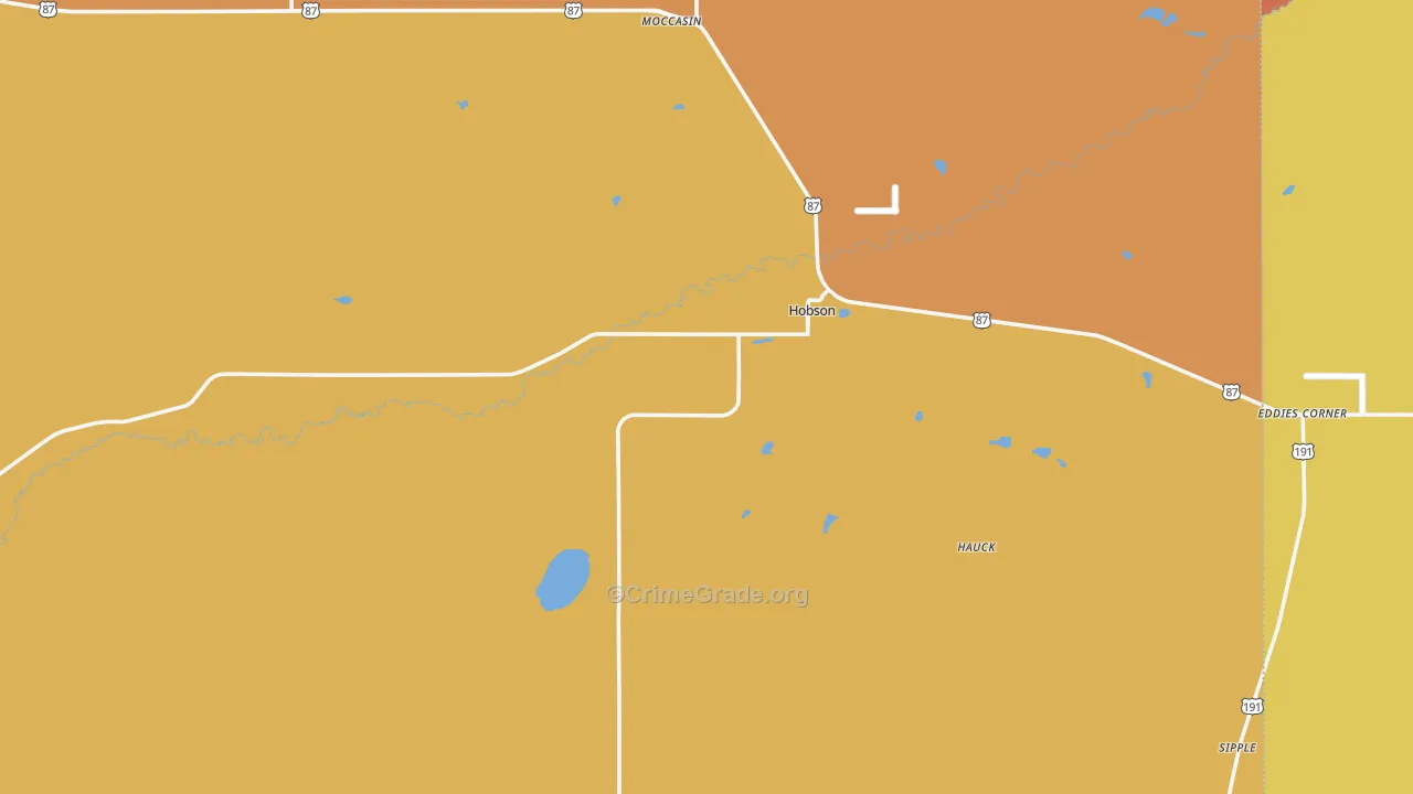 Hobson, MT Map of Robbery Rates