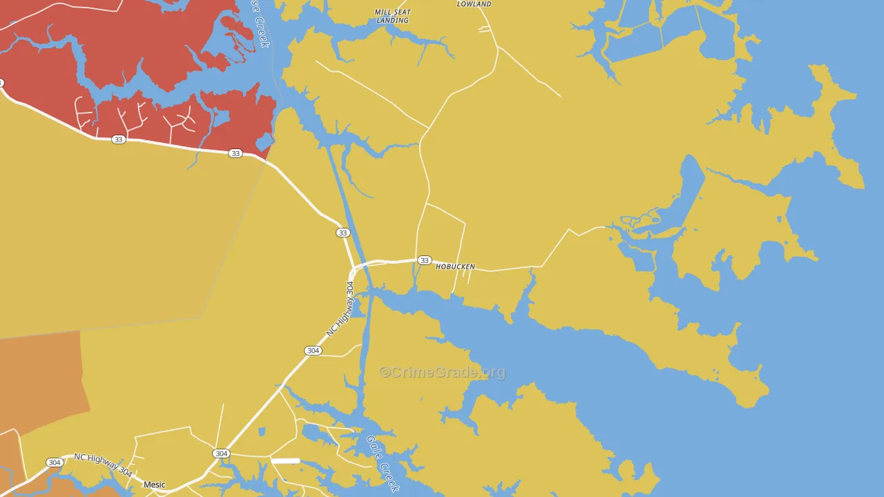 Hobucken, NC Map of Robbery Rates