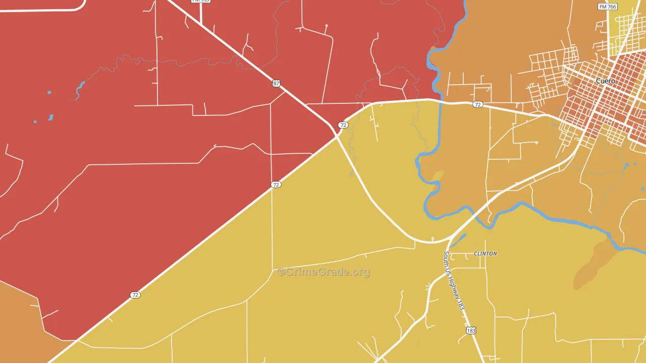Hochheim, TX Map of Robbery Rates