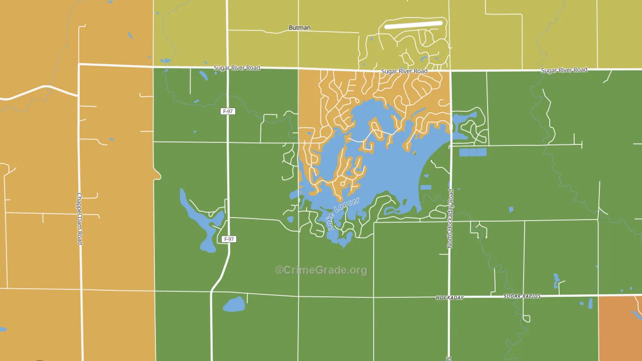 Hockaday, MI Map of Robbery Rates