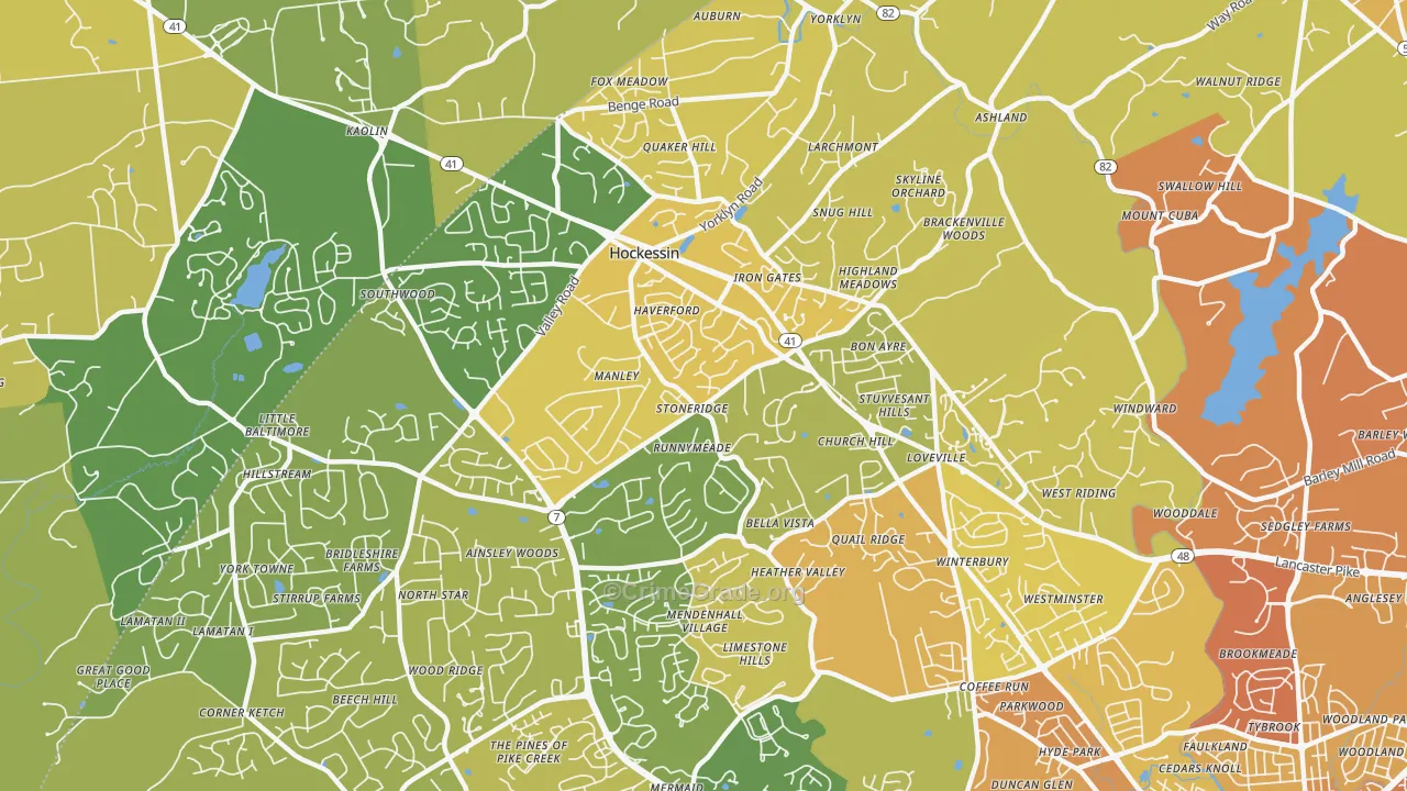 Hockessin, DE Map of Robbery Rates