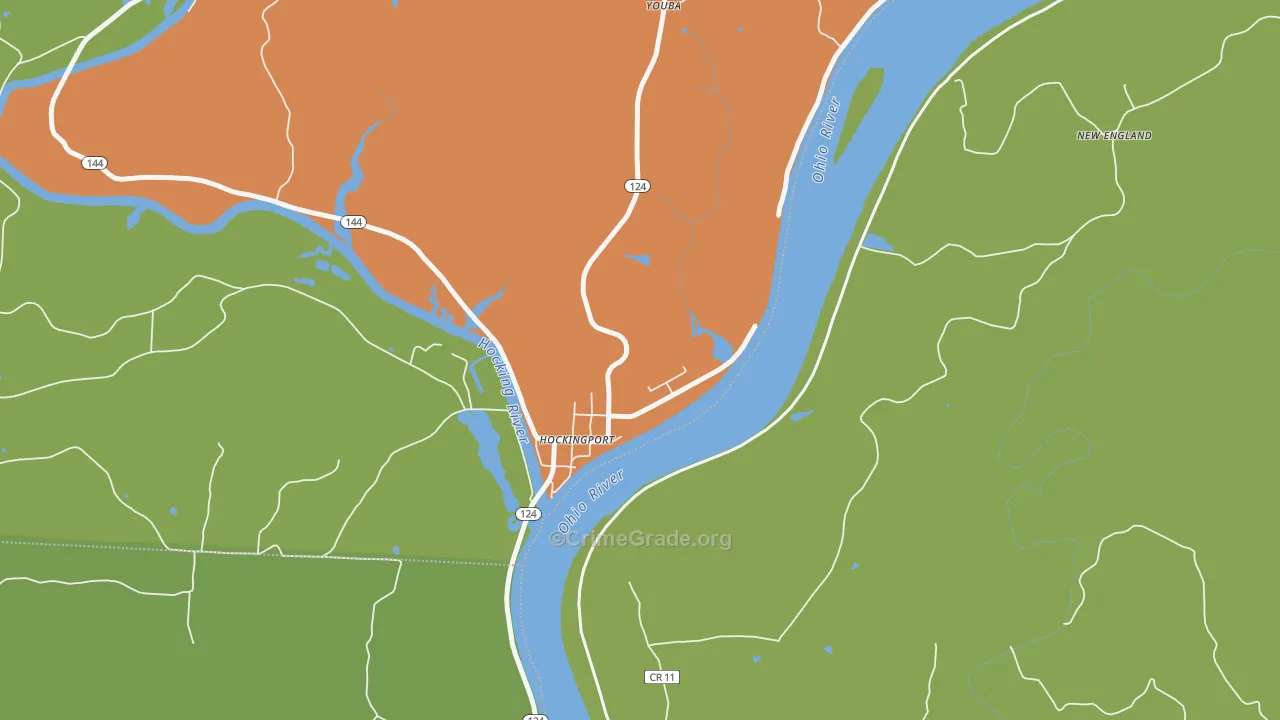 Hockingport, OH Map of Robbery Rates