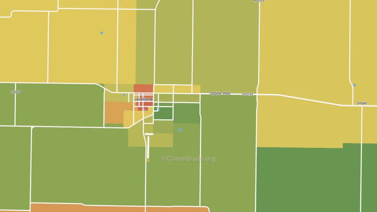 Hockley County, TX Map of Robbery Rates
