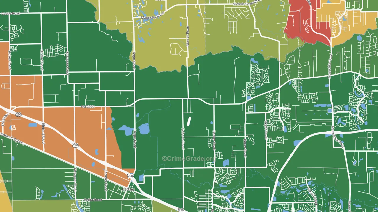Hockley, TX Map of Robbery Rates
