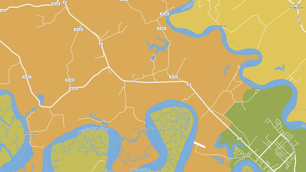 Hockley, VA Map of Robbery Rates