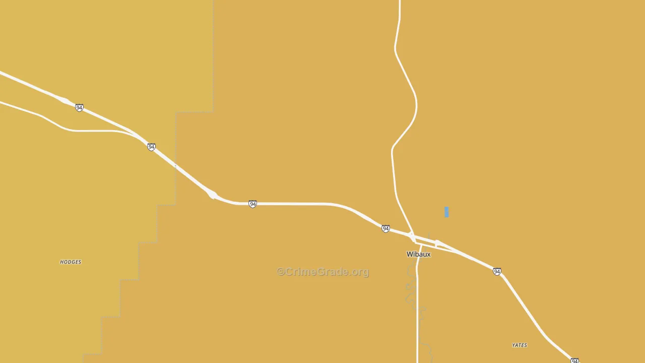 Hodges, MT Map of Robbery Rates