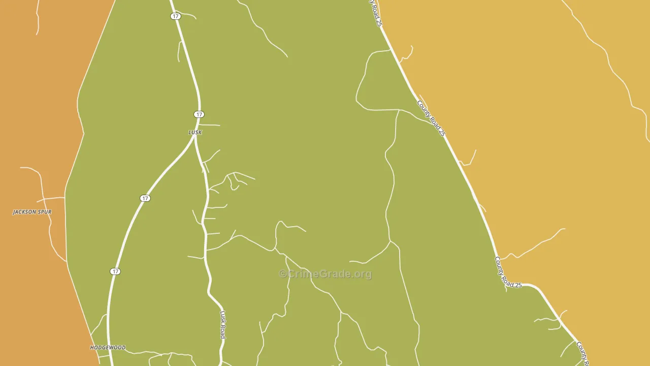 Hodgewood, AL Map of Robbery Rates