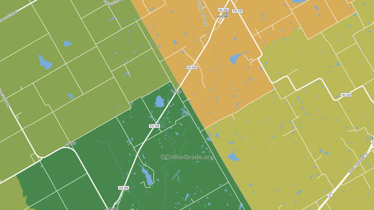 Hoen, TX Map of Robbery Rates