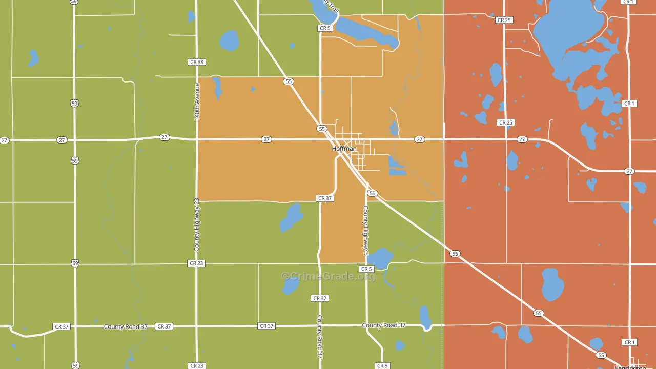 Hoffman, MN Map of Robbery Rates