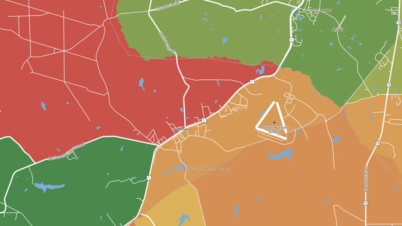 Hoffman, NC Map of Robbery Rates