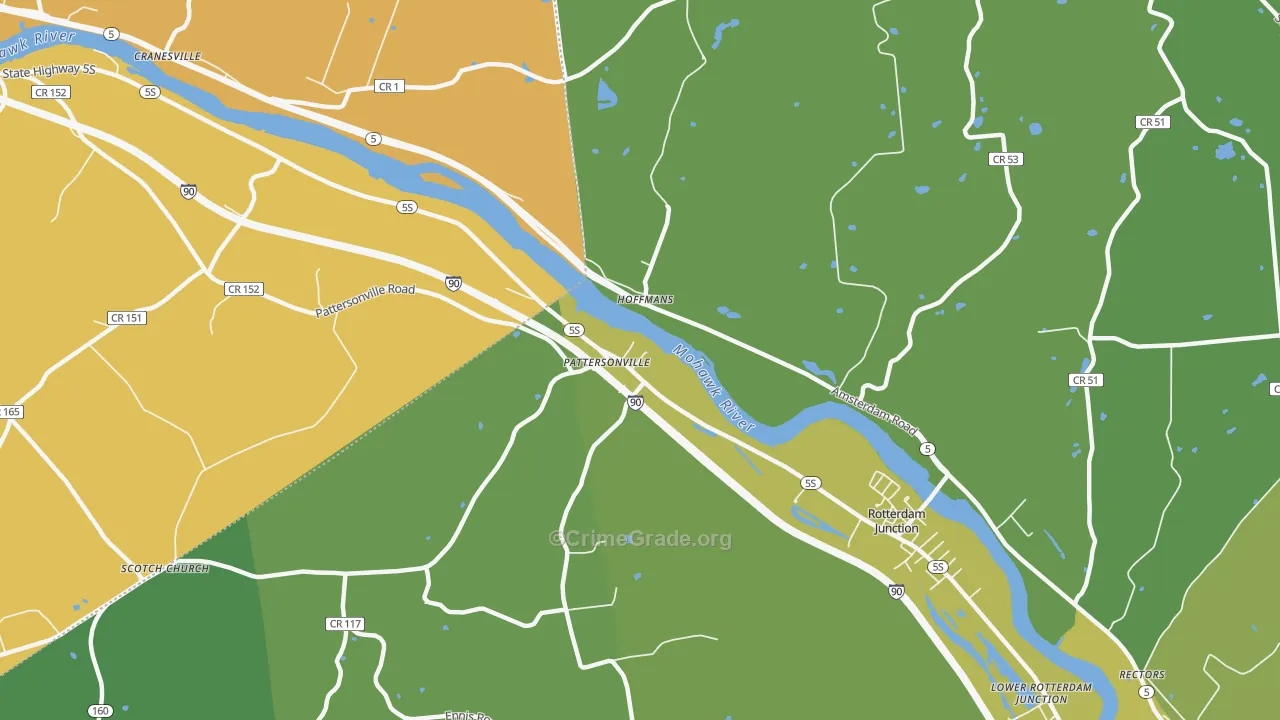Hoffmans, NY Map of Robbery Rates
