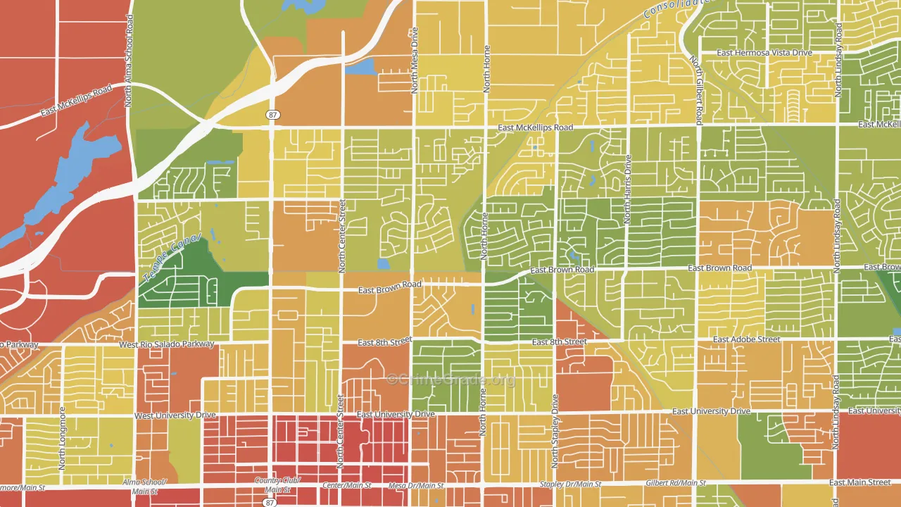 Hohokam Village, Mesa, AZ Map of Robbery Rates