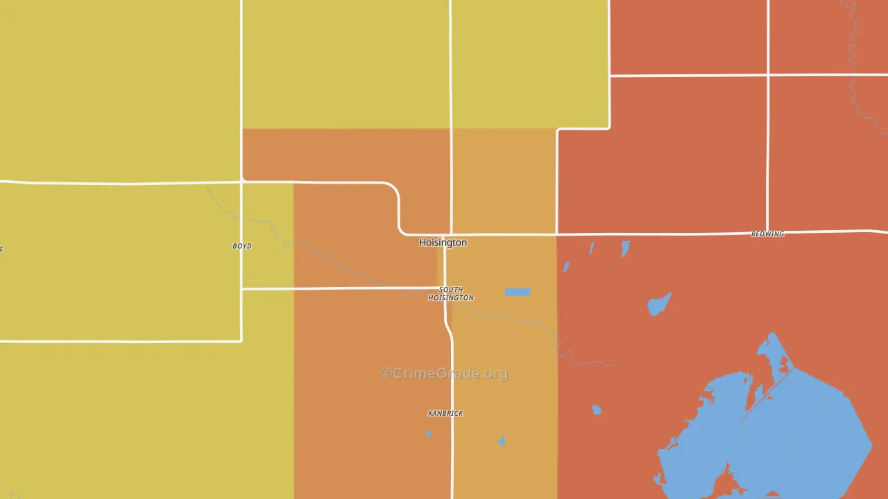 Hoisington, KS Map of Robbery Rates