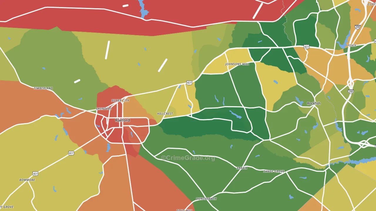 Hoke County, NC Map of Robbery Rates
