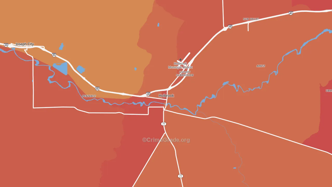 Holbrook, AZ Map of Robbery Rates