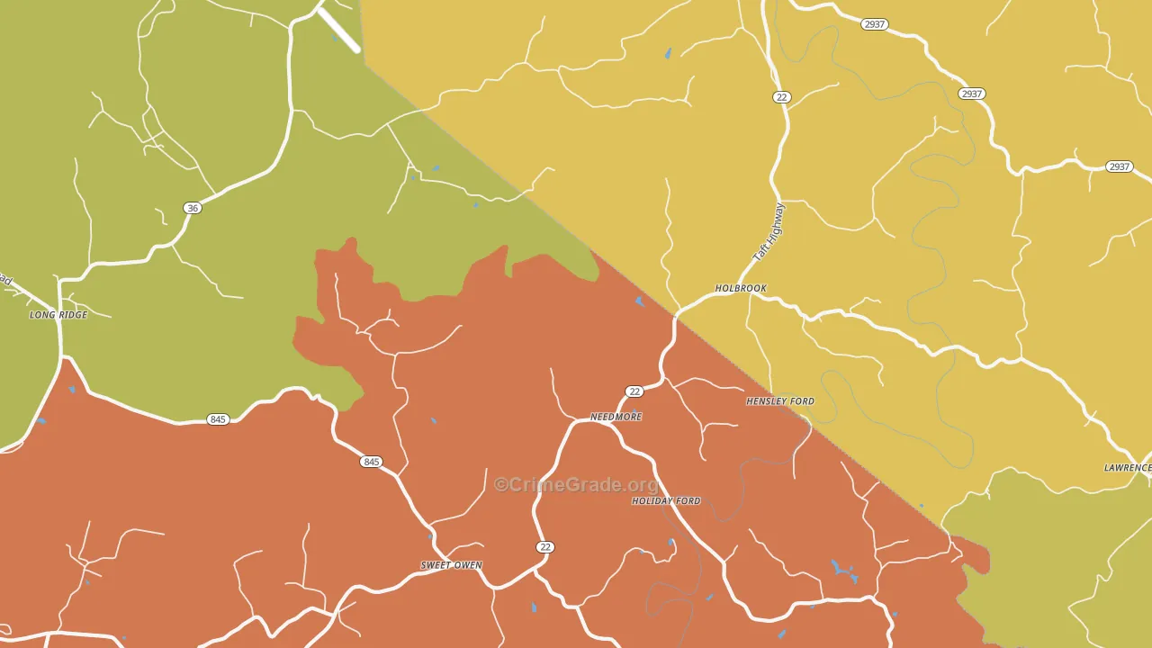Holbrook, KY Map of Robbery Rates