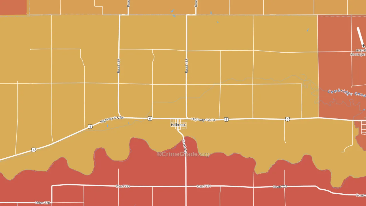 Holbrook, NE Map of Robbery Rates