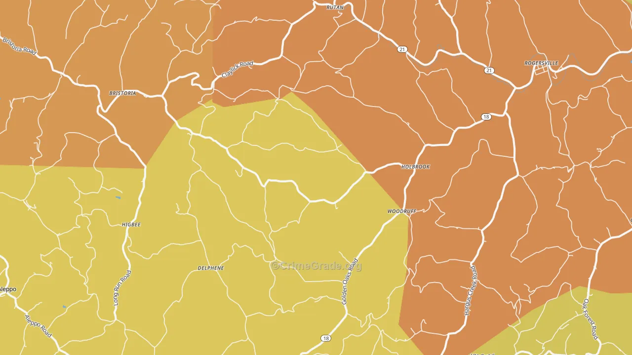 Holbrook, PA Map of Robbery Rates