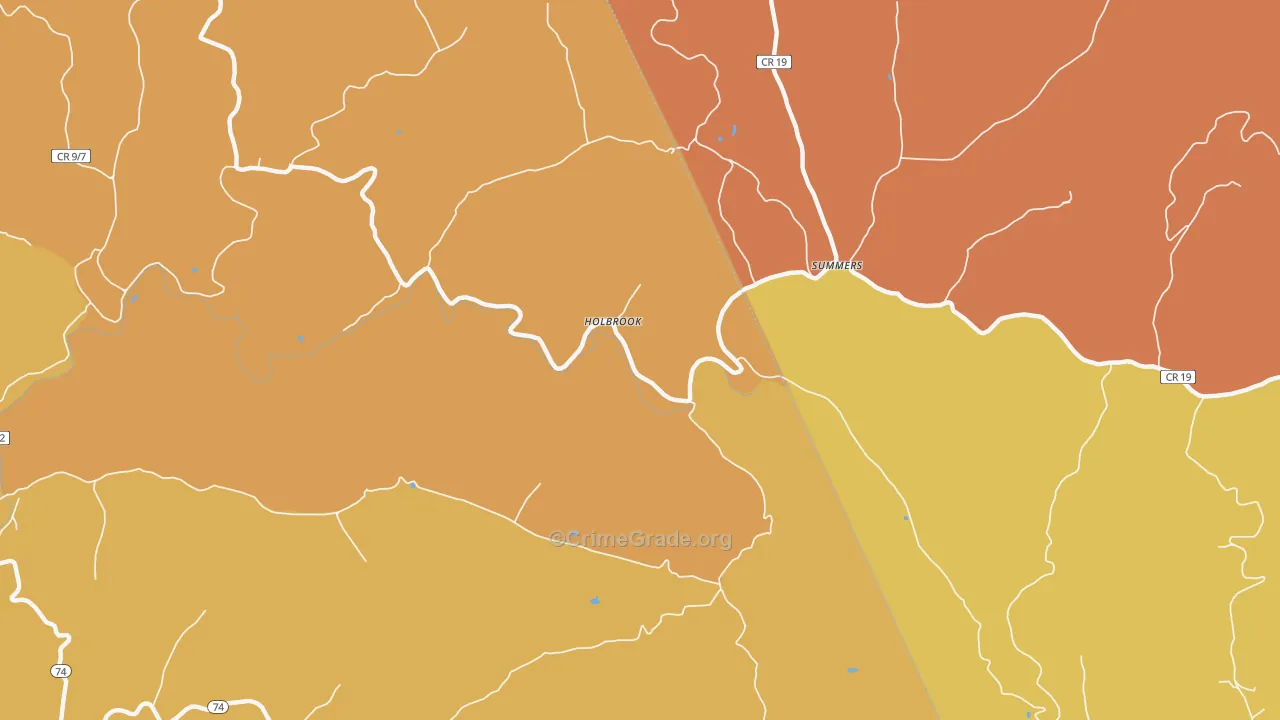 Holbrook, WV Map of Robbery Rates