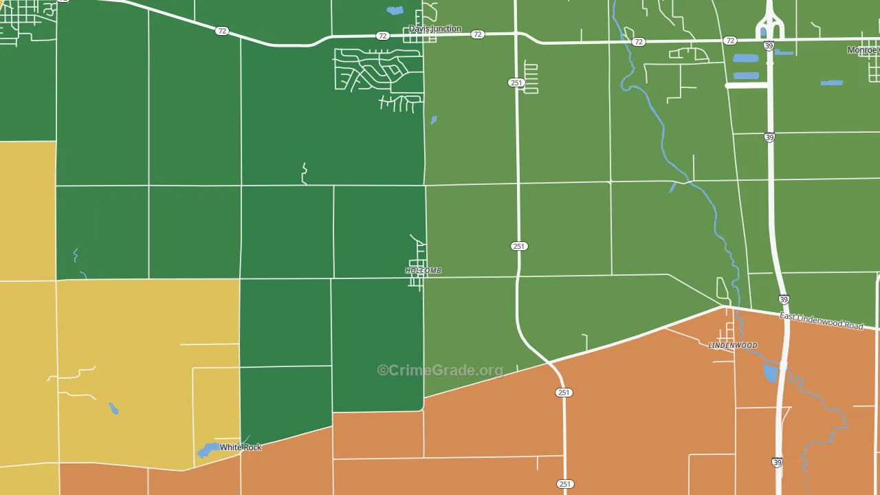 Holcomb, IL Map of Robbery Rates