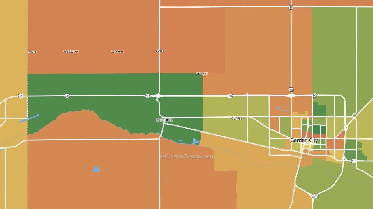 Holcomb, KS Map of Robbery Rates