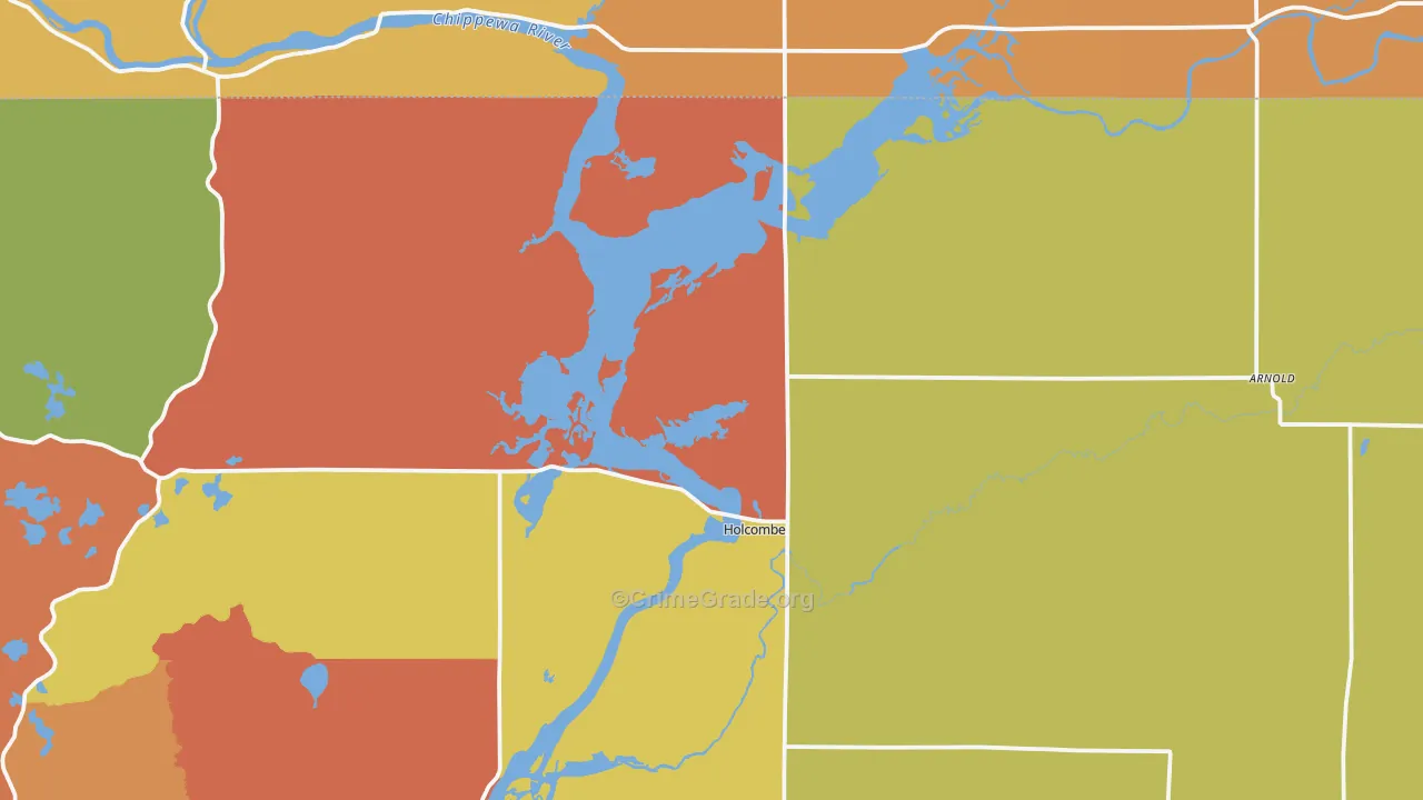Holcombe, WI Map of Robbery Rates